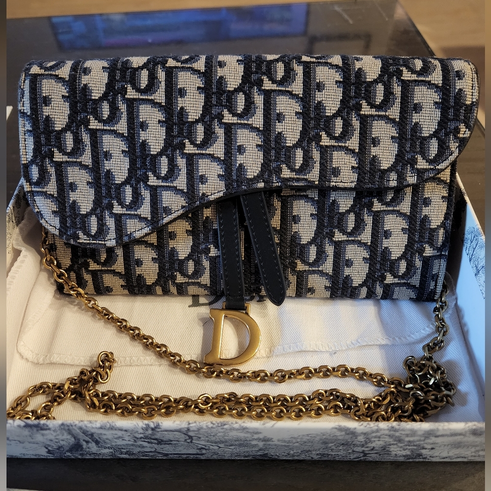 COPY - BLUE DIOR Oblique Jacquard WOC  Date Code 43-MA-0119